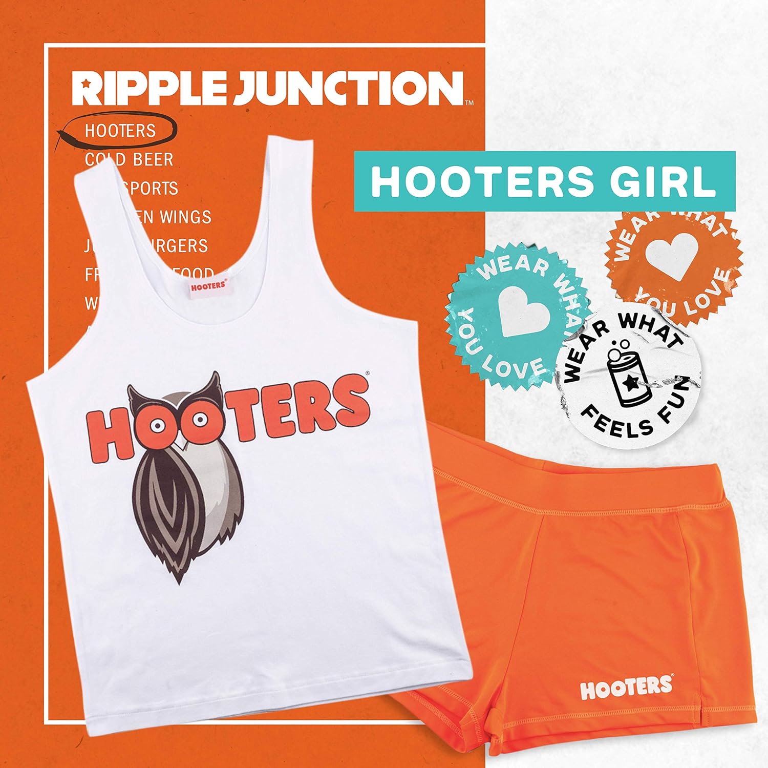 Hooters Girl T Shirt And Shorts Outfit Costume Set Amazon De Bekleidung