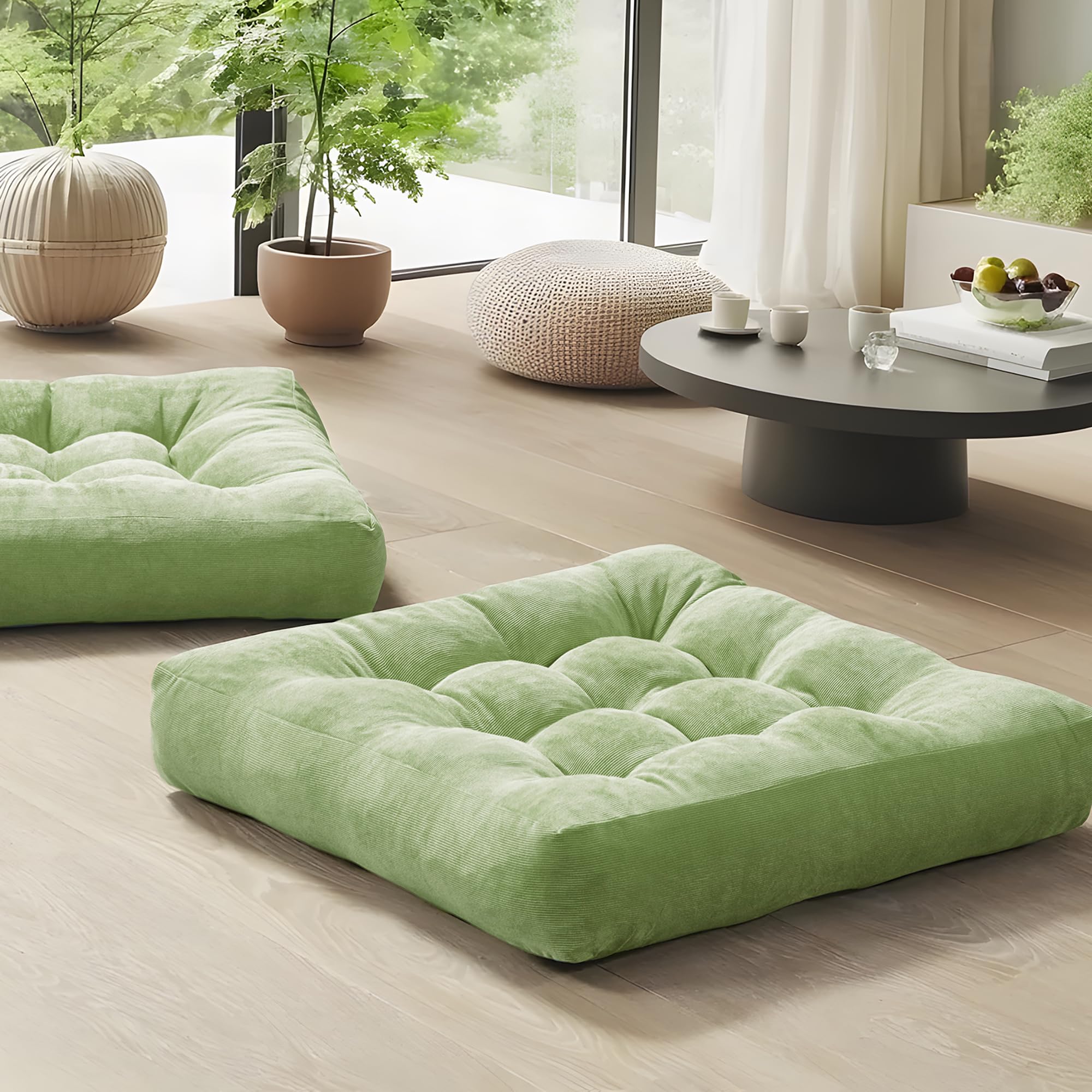 Meditation Floor Pillow Set of 2, Square Large