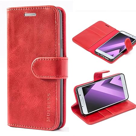 Mulbess Ledertasche im Ständer Book Case / Kartenfach für Samsung Galaxy A3 (2016) Tasche Hülle Leder Etui,Wine Rot (nicht fü