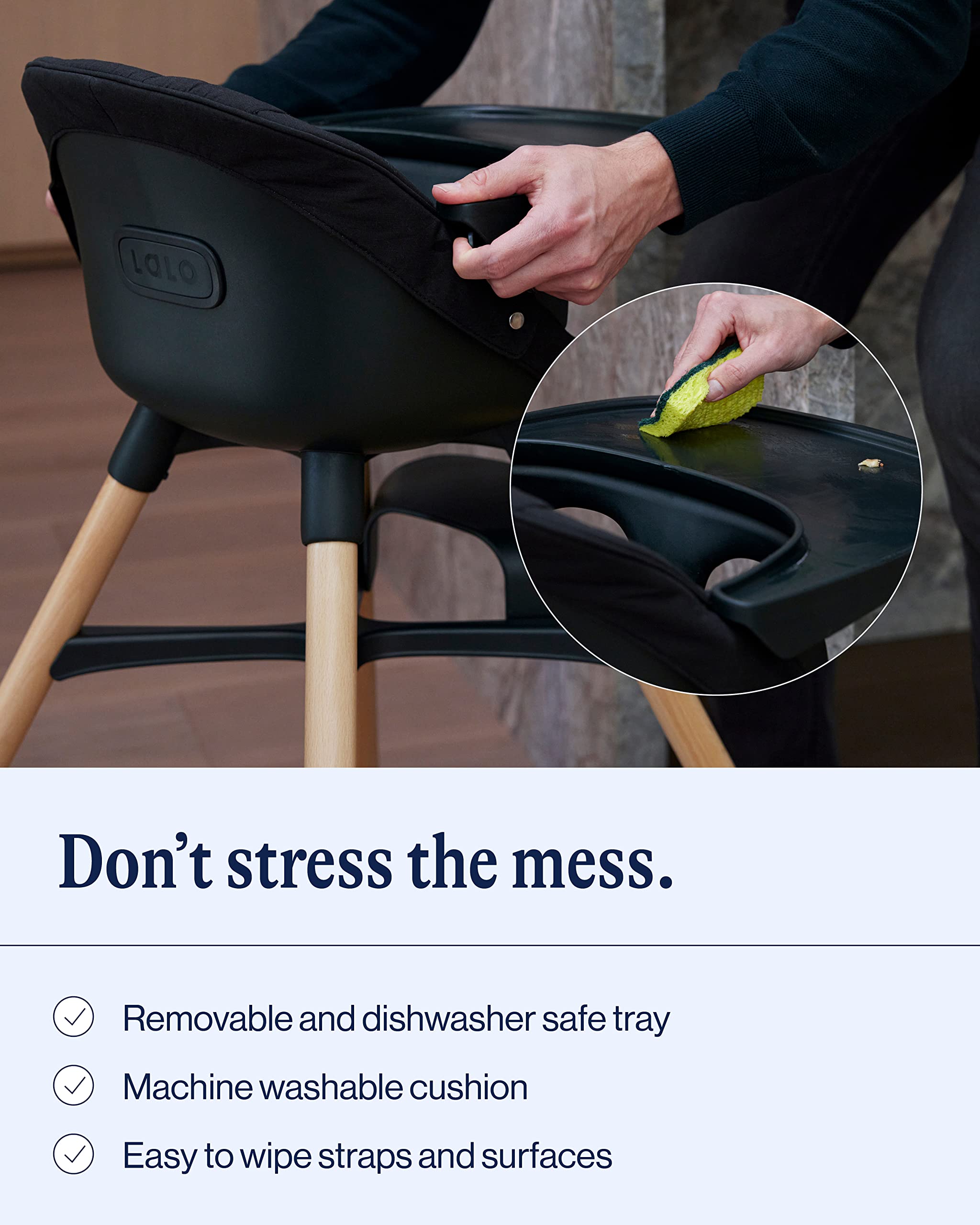 Lalo The Chair Convertible 3-in-1 High Chair for Babies & Toddlers, Dishwasher Safe Tray, Adjustable Footrest, Coconut