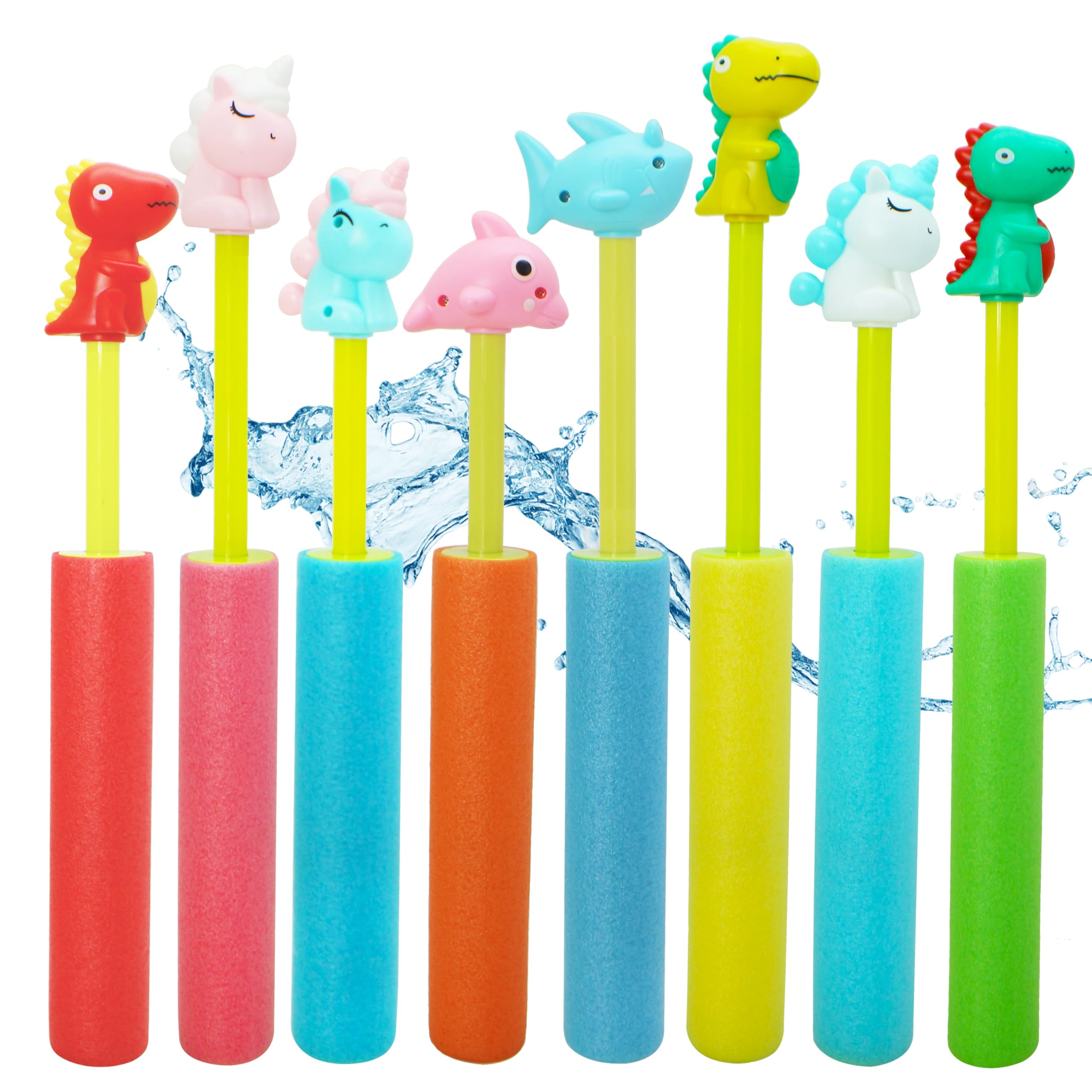 SJMR 8PCS Water Guns for Kids – 20cm Foam Water Blasters with Animal Handles, Summer Outdoor Toy Set for Garden, Beach & Pool Party Fun