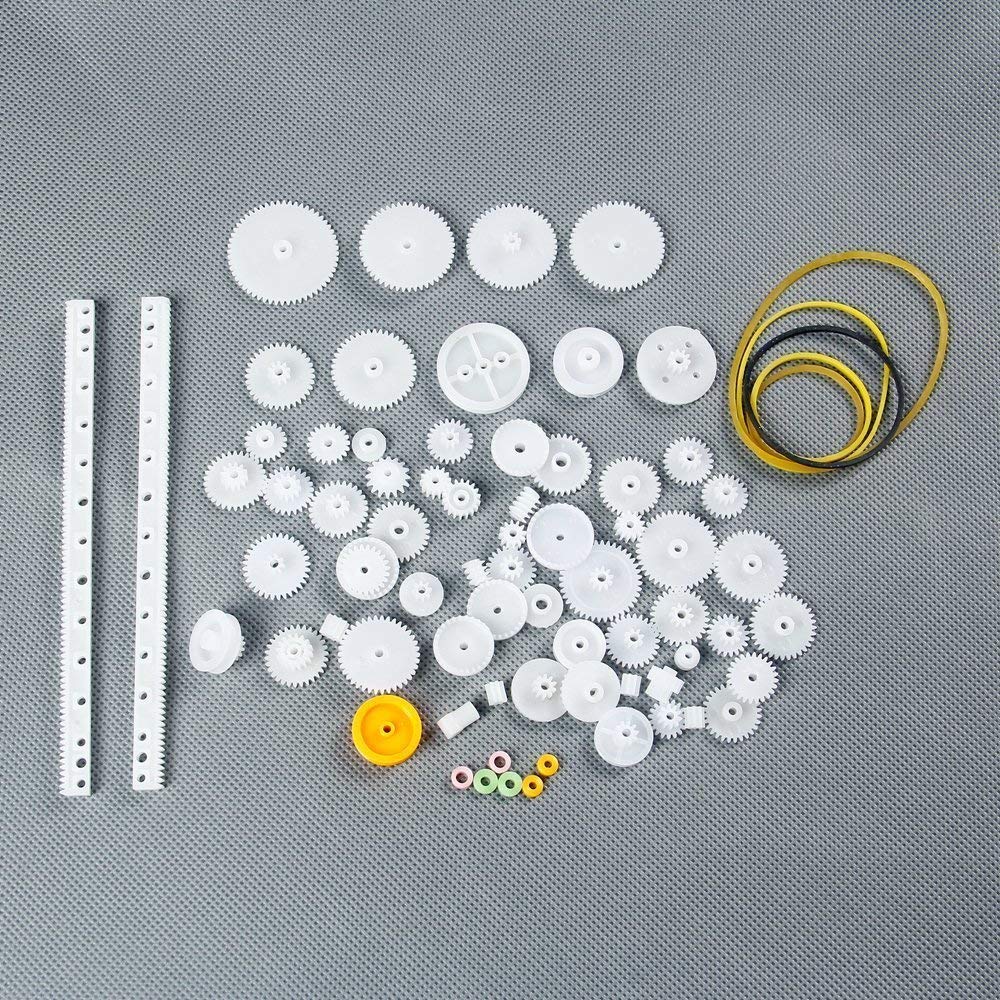 ANGEEK Gear Transmission Set 75pcs Plastic Gears Wire Robot Parts Rack Pulley Belt Worm Crown Shaft Car Toy Models Accessories DIY