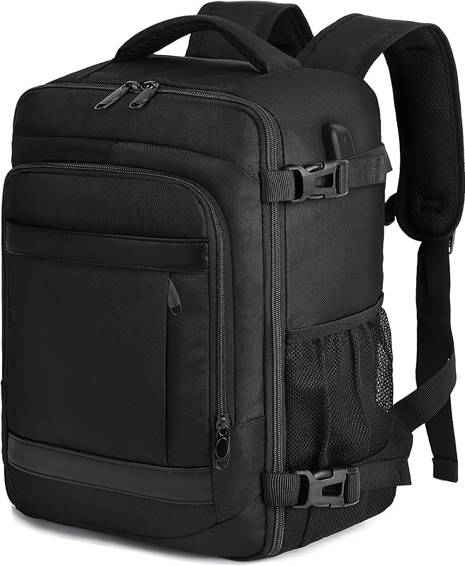 Mochila 40x30x20 Viaje Cabina Avión Equipaje de Mano Aprobada para Ryanair EasyJet Eurowings Hombre Mujer 24L Negro