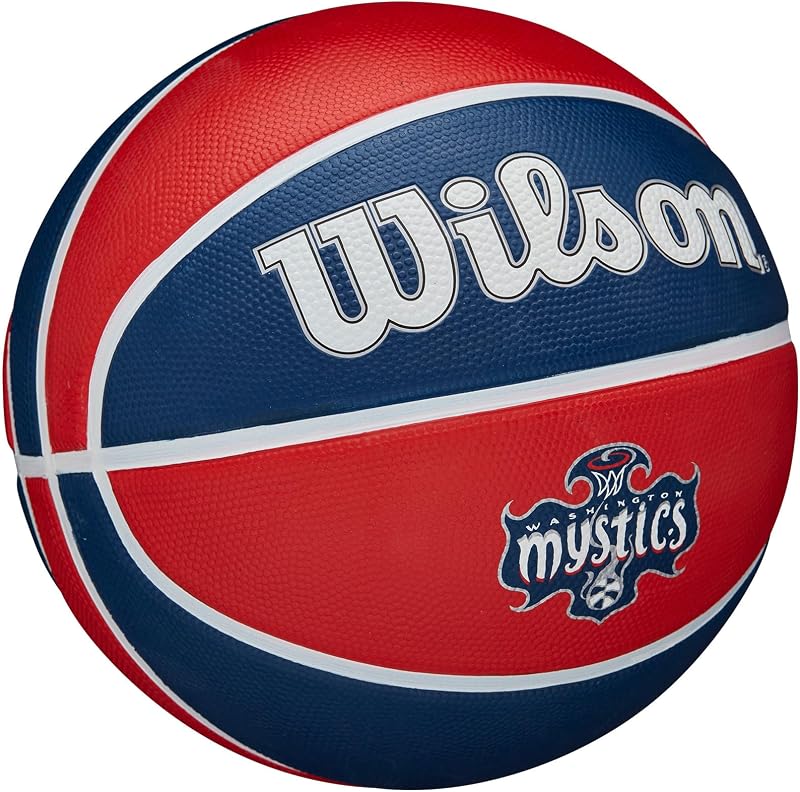 A WNBA Team Tribute Ball, feita com canais de precisão para aderência excecional, superfície adaptável, representa a sua equipa, Equipa: Washington Mystics, Cor: Azul Real, Tamanho: 6