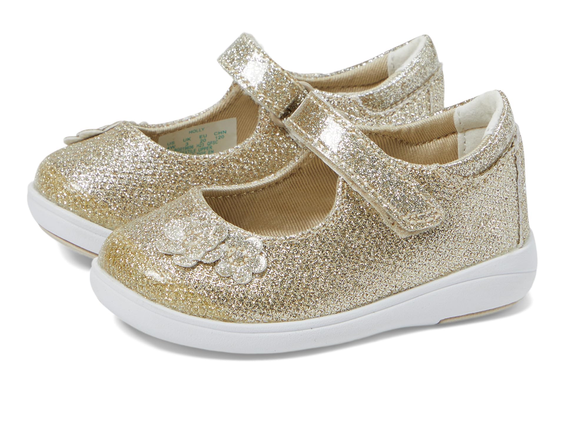 Stride Rite SR Holly Mary Jane Flat, Champagne, 4.5 Wide US Unisex Little_Kid