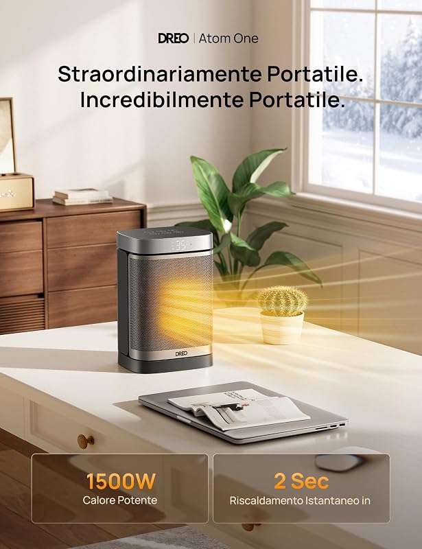Termoventilatore a risparmio energetico, silenzioso, riscaldamento elettrico da 1500 W, con telecomando, riscaldamento elettrico oscillante a 70°, timer da 12 ore, 3 modalità 3 velocità,