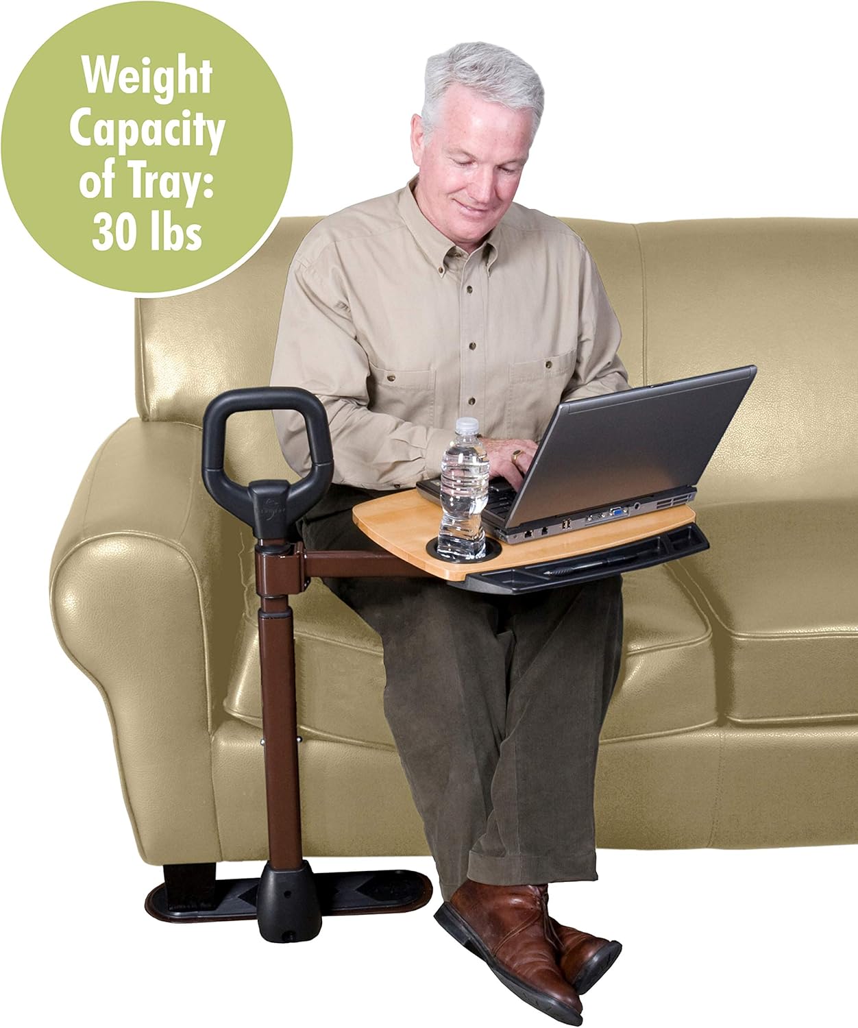 Able Life Able Tray Table, Adjustable Bamboo Swivel TV and Laptop Table with Ergonomic Stand Assist Safety Handle, Independent Living Aid: Health & Personal Care