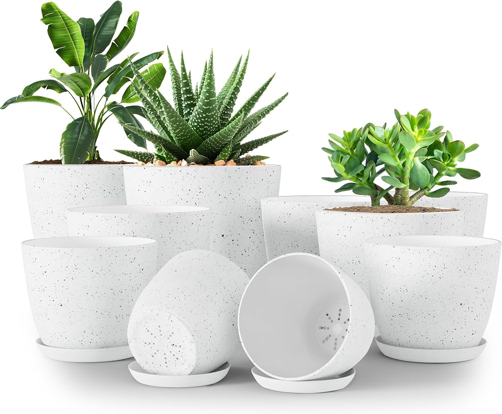 Utopia Home Plant Pots Indoor with Drainage 7/6.6/6/5.3/4.8 Inches Pack of 10
