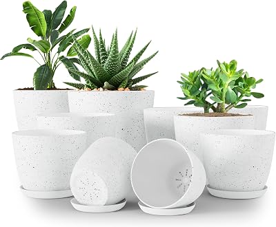 Utopia Home Plant Pots Indoor with Drainage 7/6.6/6/5.3/4.8 Inches Pack of 10