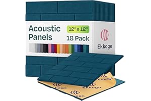 Ekkogo Acoustic Panels 18-Pack Soundproof Wall Panels 12"X12"X0.4" Brick Style Sound Panels Premium Sound Dampening Panels Easy Self Adhesive Installation - [Ocean Turquoise]