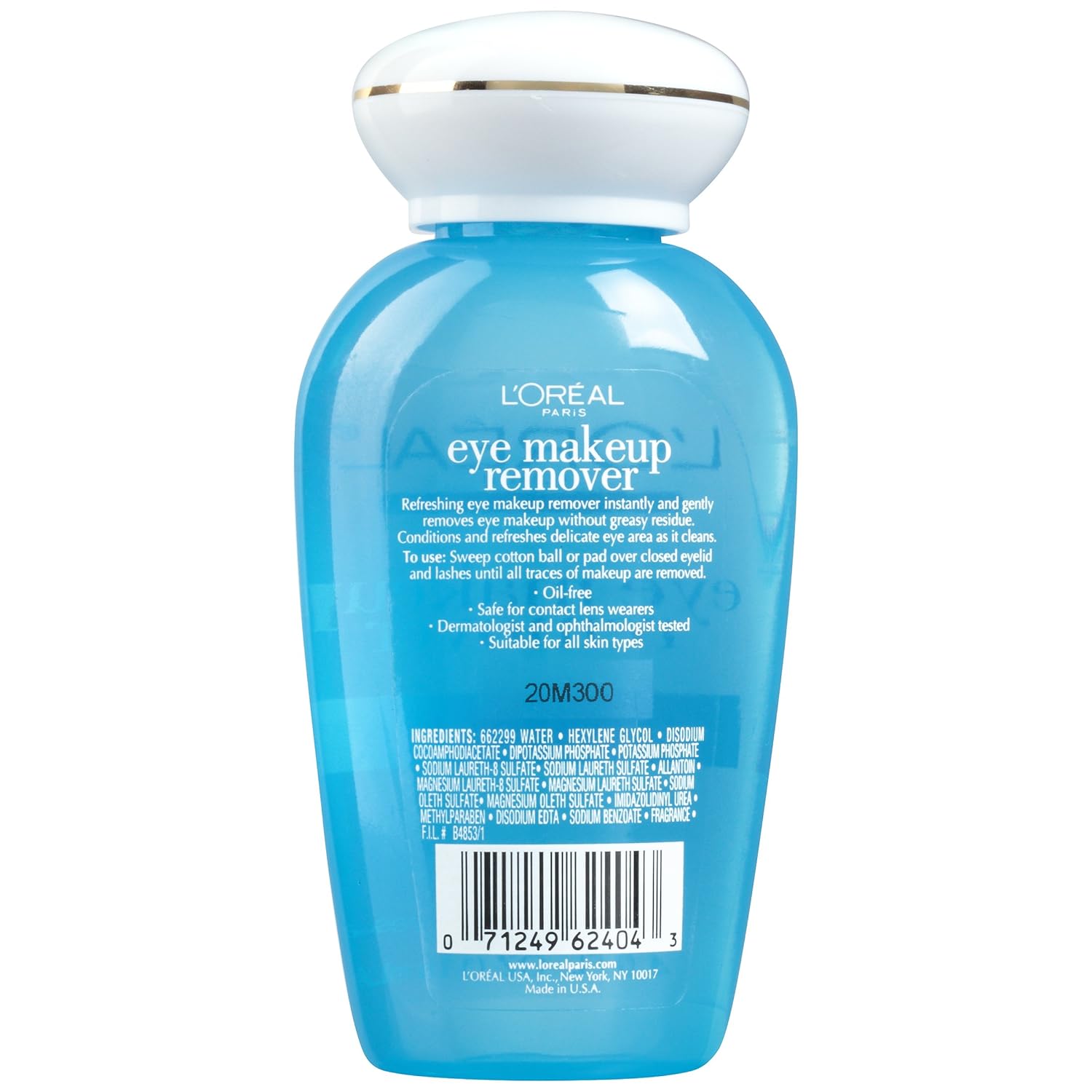Gentle Eye Makeup Remover, L'Oreal Paris Dermo-Expertise Oil-Free Eye Makeup Remover, 4 fl. oz. : Facial Cleansing Products : Beauty