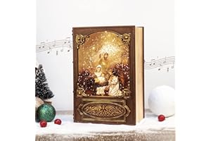MXWCY Christmas Snow Globes,Bible Shaped Snowflake Ball Nativity Scene, Silent Night Music Water Lantern, USB Powered & Battery, Holiday Decorations Gifts for Family, Children or Friends