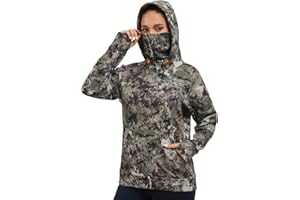 BASSDASH Women’s Fleece Fishing Hoodie with Neck Gaiter Water Resistant Performance Hiking Sweatshirt Pullover