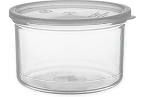 Carlisle FoodService Products Classic Round Storage Container Crock with Lid for Kitchen, Restaurants, Home, Plastic, 1.5 Quarts, Clear