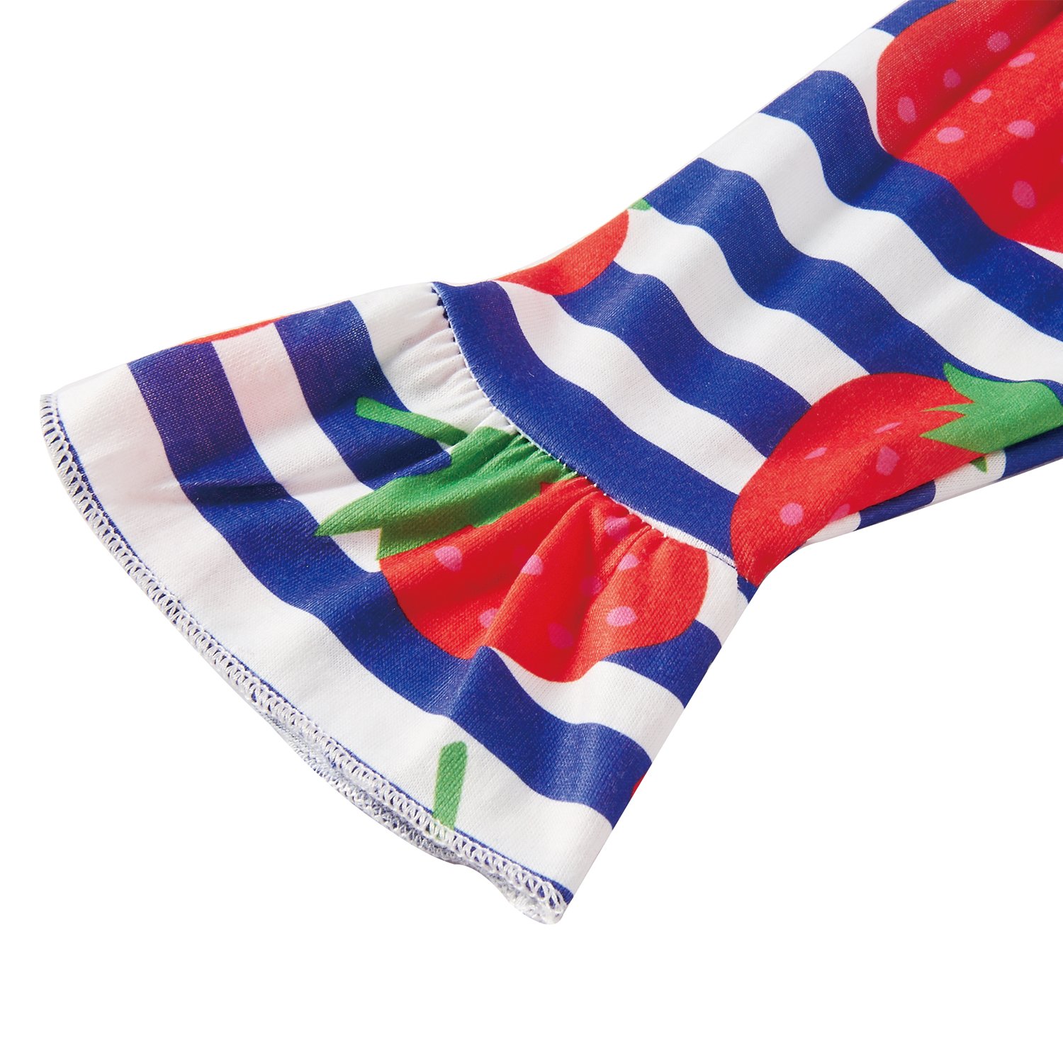 Leapparel Vintage Jumpsuit Long Sleeve Boy Summer Outfit Baby Girl Whlte and Blue Stripe Dress Button Tops, Strawberry, 6-12 Months/Size 80