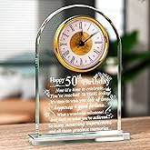 Ornalrist 50th Birthday Clock Gifts for Women, Men, Her, Him - 50 Year Old Present for Wife, Sister, Friend - Turning 50 Birthday Blessing Quartz Clock Keepsake Home Decor