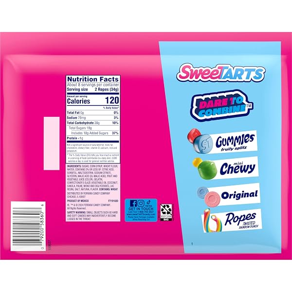 SWEETARTS SOFT & CHEWY ROPES CANDY, TANGY STRAWBERRY FLAVOR, 9 OUNCE POUCH