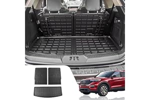 Dattumar Cargo Mat Compatible with 2020-2024 Ford Explorer Cargo Liner Trunk Mat TPE All Weather Back Seat Cover Protector for 6&7 Passenger Explorer Accessories (Upgrade Trunk Mat + Backrest Mats)