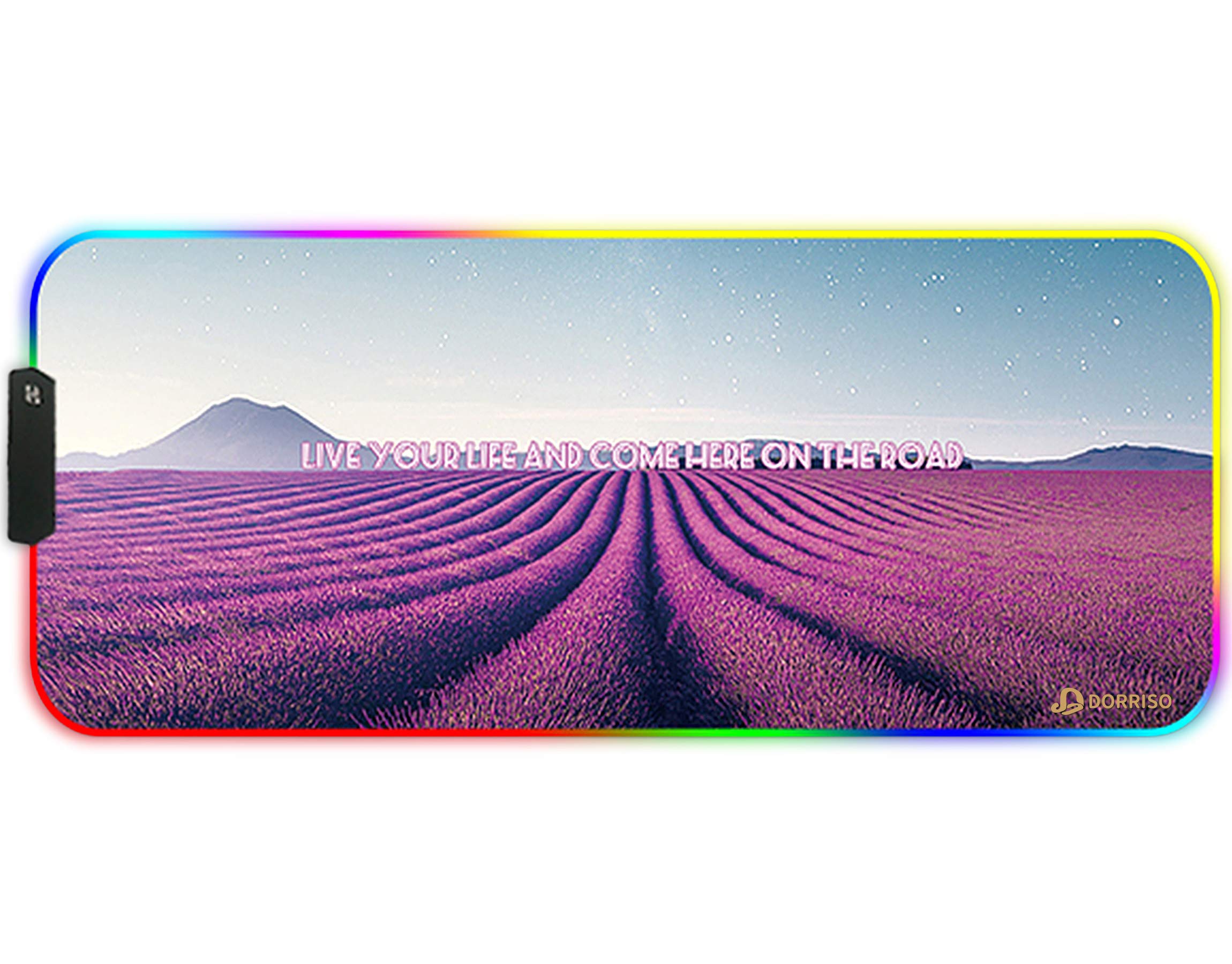 DORRISO RGB Gaming Mouse Pads XXL Large Mat 900x400x3mm Mousepad Anti-Slip Rubber Base Computer Keyboard Mice Mat for PC Laptop Desk Gaming Mouse Mats Lavender