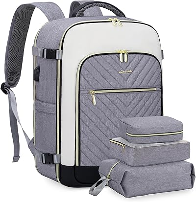 LOVEVOOK Travel Backpack Women Groß Reiserucksack Damen 17.3 zoll Laptop Rucksack Handgepäck Flugzeug Weekender Duffle Bag 40L Cabin Reisetasche Wasserdicht Carry On Luggage Set für Reise Business