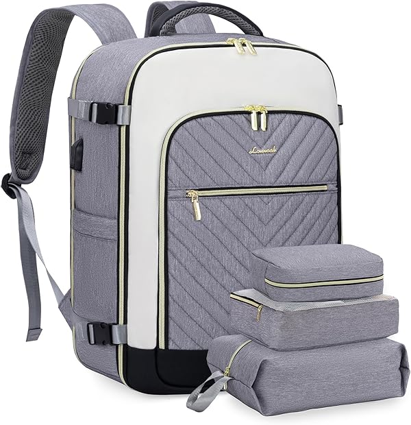 LOVEVOOK Travel Backpack Women Groß Reiserucksack Damen 17.3 zoll Laptop Rucksack Handgepäck Flugzeug Weekender Duffle Bag 40L Cabin Reisetasche Wasserdicht Carry On Luggage Set für Reise Business
