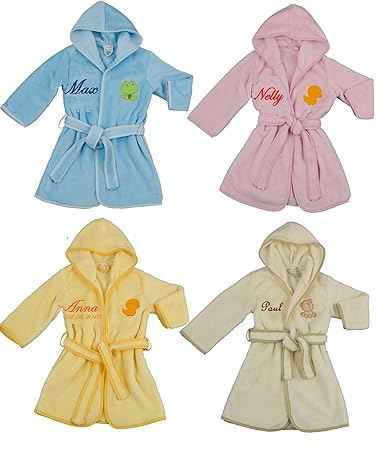 Kuschliger Kinder Bademantel mit Namen bestickt 4 Größen 4 Farben Kinderbademantel