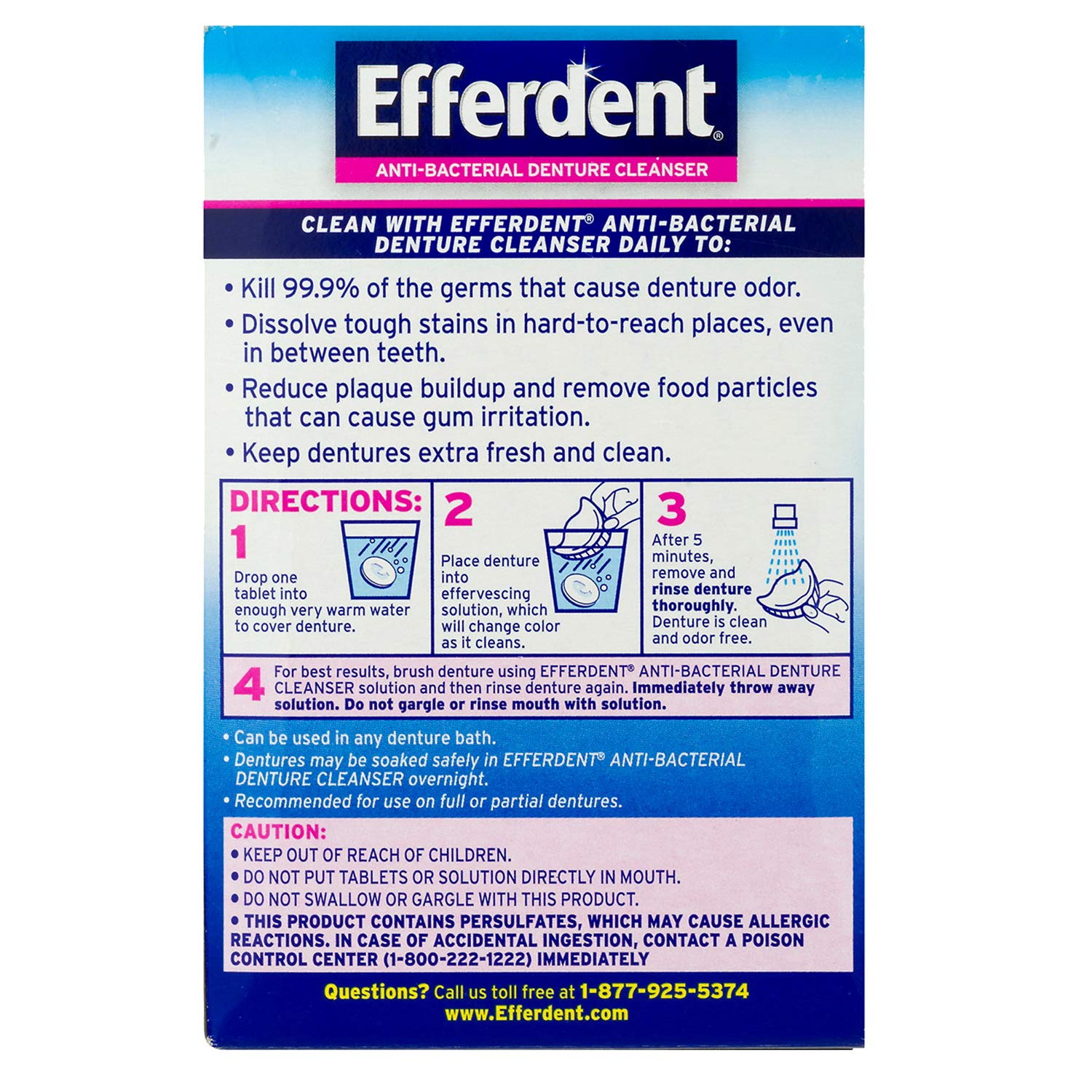 Amazon Com Efferdent Denture Cleanser Tablets Complete Clean 126 Tablets Health Personal Care