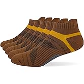 HaloYIYI Men's Cotton Athletic Socks, Arch Support, Low Cut, Brown, Tab Style, 5 Pairs