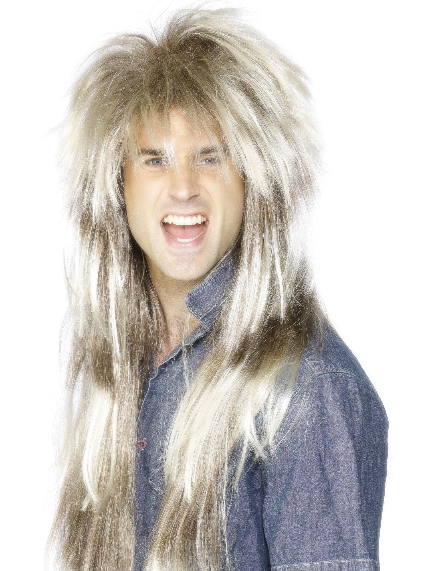 Smiffys 80s Mega Mullet Wig, Blonde & Brown , 1980's Fancy Dress, 1980s Dress Up Wigs Halloween