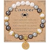GLMOCM Zodiac Signs Spirit Bracelet Zodiac Bracelet for Women Men Adjustable 12 Constellation Bracelet White and Grey Pearl Beaded Stretch Bracelet Constellation Charm Bracelet Birthday Jewelry Gifts