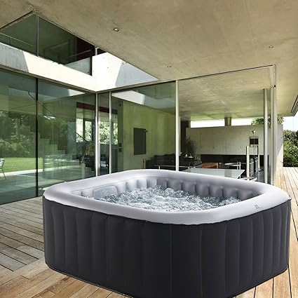 Whirlpool MSpa aufblasbar für 4 Personen 158x158cm In-Outdoor Pool 108 Massagedüsen Timer Heizung Aufblasfunktion per Knopfdr