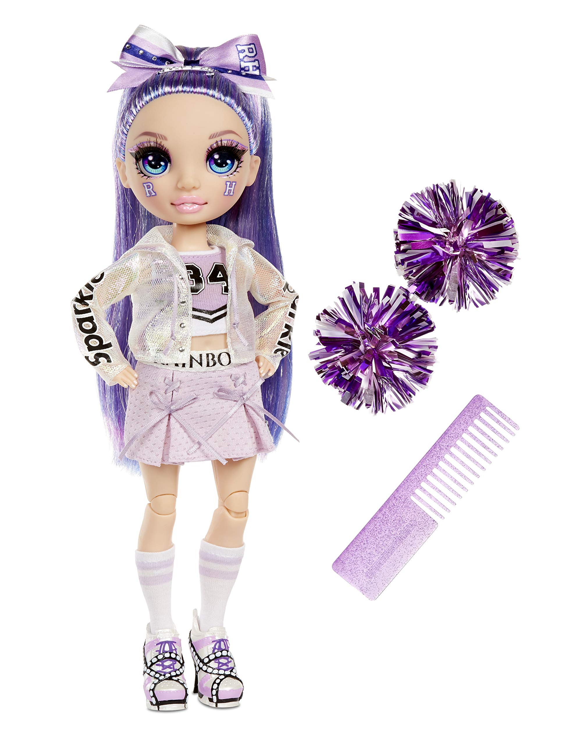Rainbow High Cheer Fashion Doll - Luxury Outfits, Pom Poms & Cheerleader Doll - Violet Willow, Purple Themed Fashion Doll Cheer Series - For Girls Age 6+
