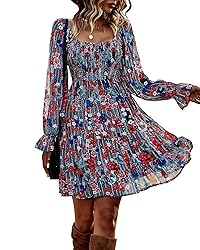BTFBM Women Square Neck Smocked Dresses 2024 Summer