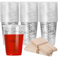 80pcs 8oz Disposable Measuring Cups for Epoxy Resin, Clear Plastic Measuring Cup with 80 Wooden Stirring Sticks for…