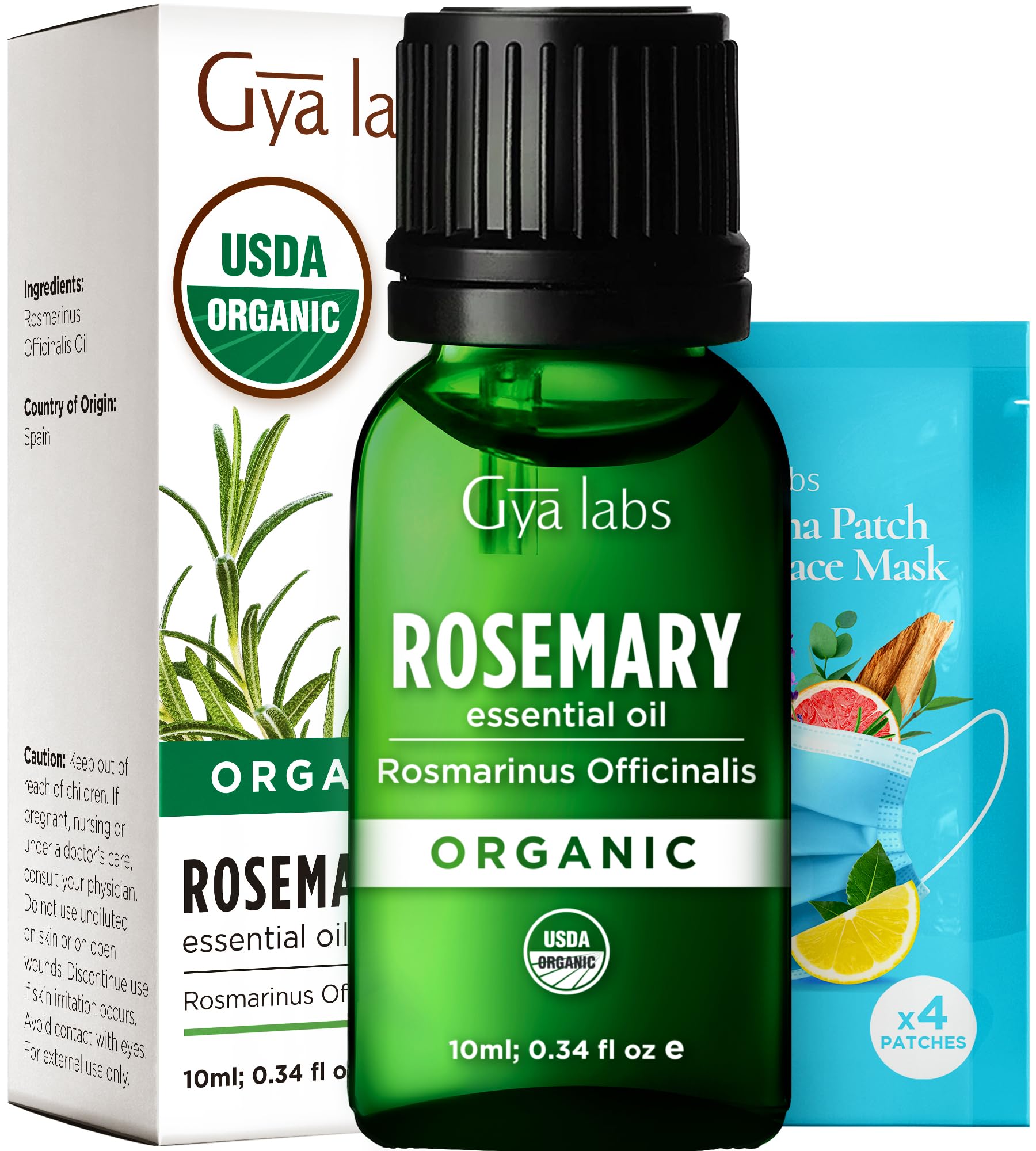 Gya Labs Organic Rosemary Essential Oil for Hair & Scalp - 100% Pure Natural Rosemary Oil Organic for Skin & Diffuser - Natural Aromatherapy (10 ml)