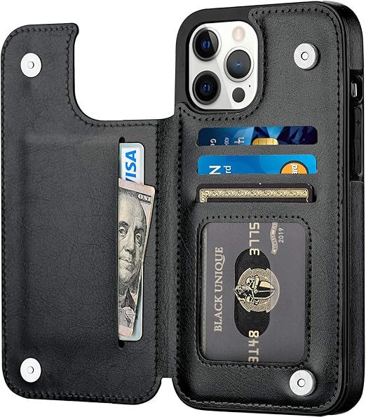 Amazon Com Aoksow Designed For Iphone 12 Pro Max Wallet Case Premium Soft Pu Leather Card Holder Case With Kickstand Slim Flip Case For Iphone 12 Pro Max 6 7 Inch Black