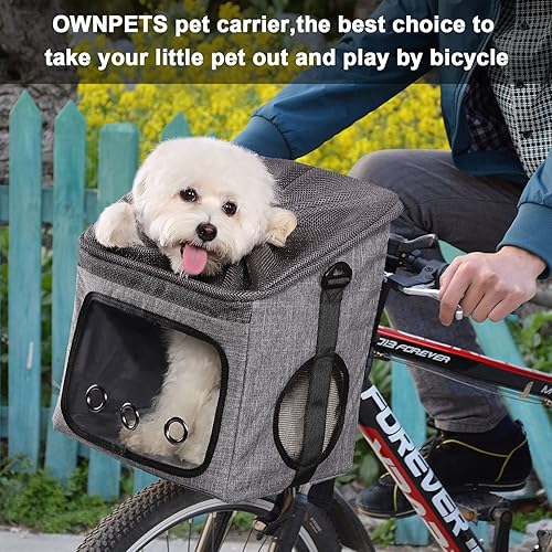 Ownpets Dog Bike Basket Foldable Pet Carrier, Dog Car Booster Seat