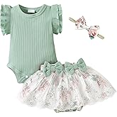 Mioglrie Preemie Clothes Girl Newborn Girl Outfits Infant Baby Girl Clothes Summer Romper Dress Shorts Set