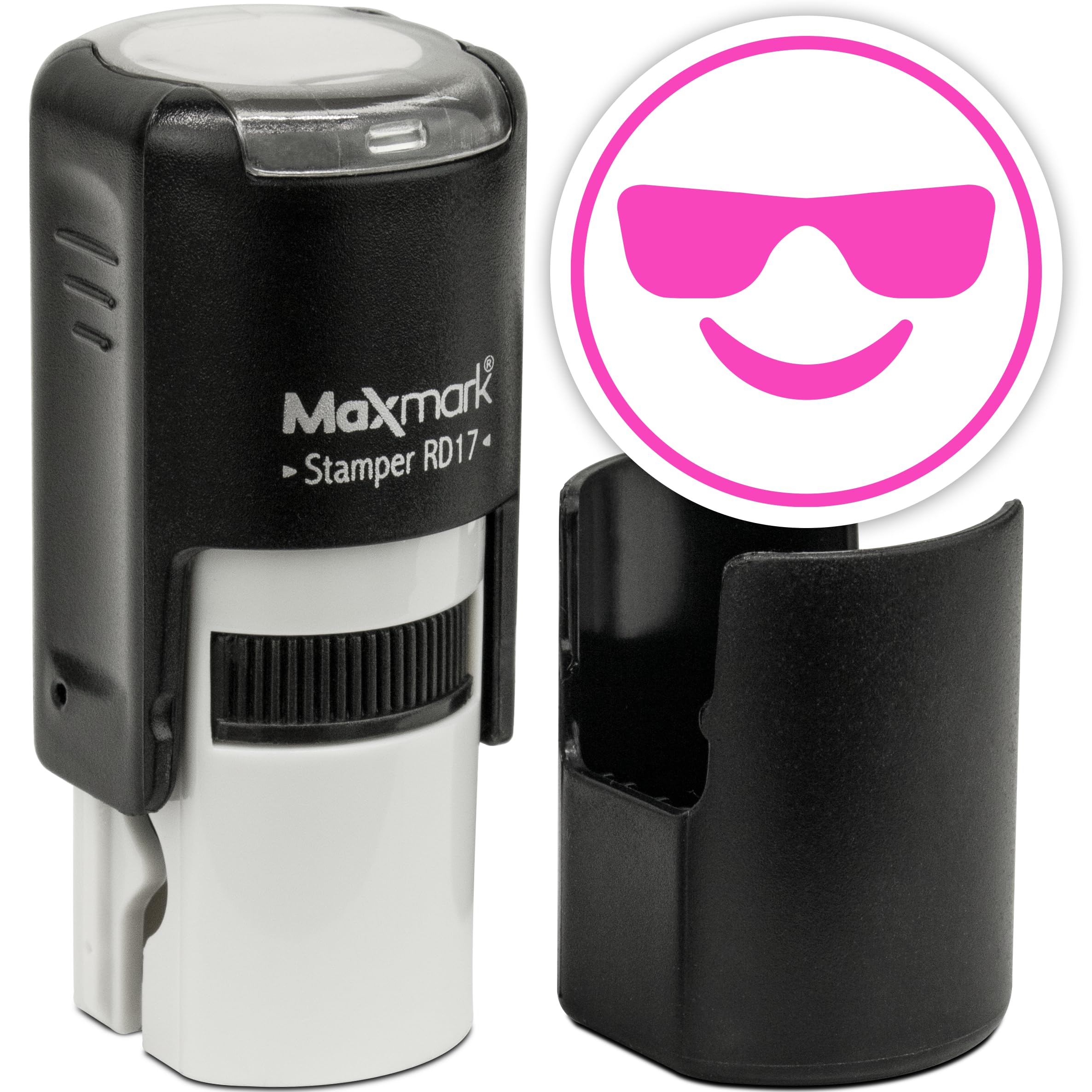 MaxMark Round Self Inking Emoji Stamp - Sunglasses