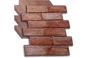 SZGWTK 3D Wall Panels,3D Wallpaper Peel and Stick,3DWall Paneling,Art WallPanels,Waterproof Self Adhesive Decorative Wall Panels Living Room Wall Decoration 30 * 30cm(10pcs/Pack) (Red)