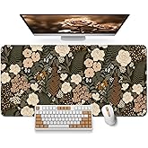 Large Mouse Pad for Desktop, Cute Desk Mat Pad Protector for Work & Gaming, Aesthetic Pretty Anti-Slip Laptop Blotter Cover for Office School Home Supplies, Wild Rose, 31.5" x 11.8"