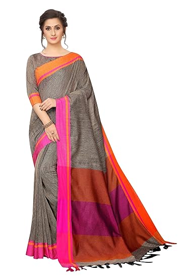 Womens Linen Saree With Blouse Piece(LinenK5)
