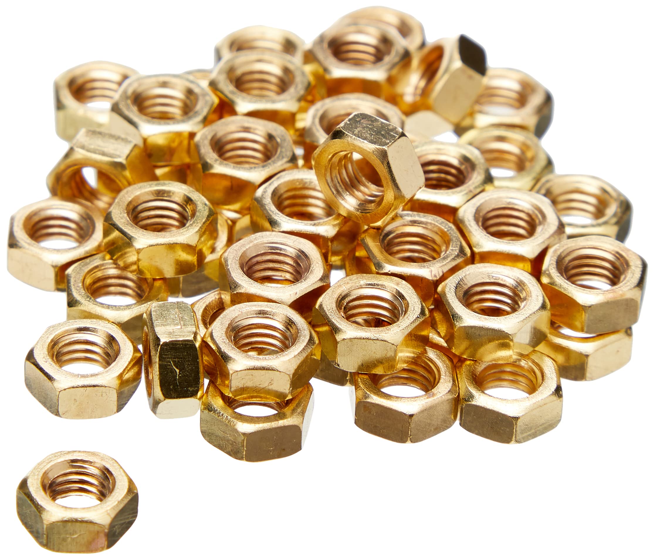 Metric Hexagonal (Hex) Full Nuts Brass Self Colour M5 5mm (Pack of 50 Nuts)