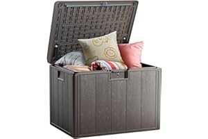 Ortus Collective 40 Gallon Deck Box, Double Layer Waterproof Resin Outdoor Indoor Storage Box, Lockable & UV Resistant Storage Bin for Patio Furniture, Garden Tools, Pool Accessories (Brown)