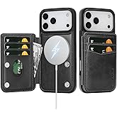 SkyEagle Compatible with Magsafe for iPhone 17 Pro Max Wallet Case with Card Holder,Women Men Phone Case PU Leather Kickstand Flip Protective Cover Credit Card Slots,for Apple 17 ProMax,Black