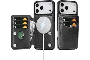 SkyEagle Compatible with Magsafe for iPhone 17 Pro Wallet Case with Card Holder,Women Men Phone Case PU Leather Kickstand Flip Protective Cover Credit Card Slots,for Apple 17 Pro,Black