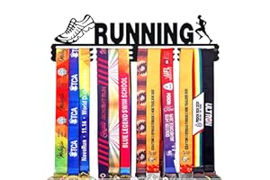 Goutoports Medal Hanger Display Rack - Personalized Award Ribbon Organizer for Sports Race Runner Gymnastics Plaques Hanger for Wall Mount Hold Up 60 Medal for Athlete - Never Give Up