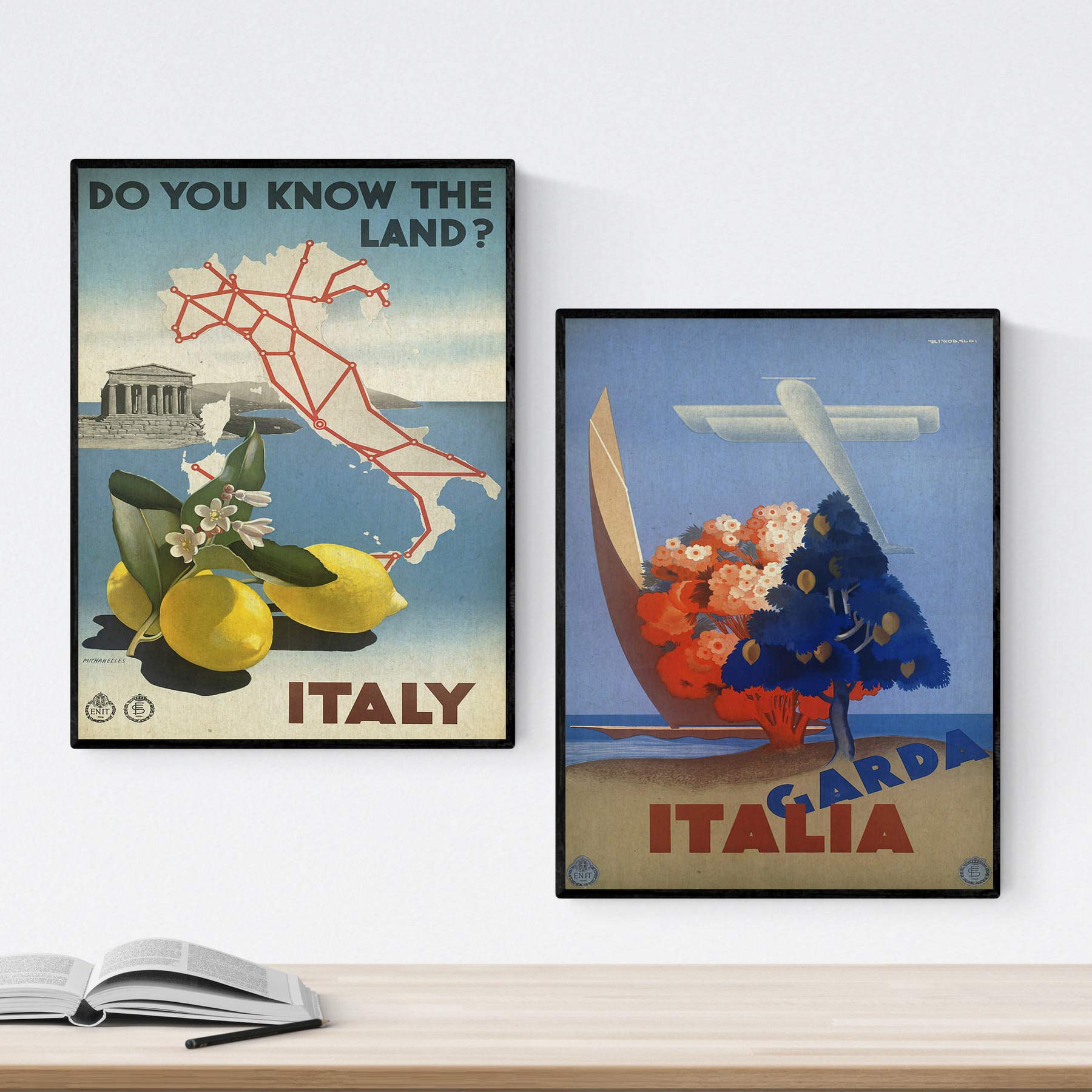 Nacnic Posters vintage. Posters advertising the world. Italy vintage two sheets. A3 size