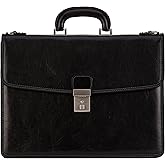 Time Resistance Leather Briefcase - Italian Handmade Leather Laptop Bag - Handbag for Men - Professional Computer Case