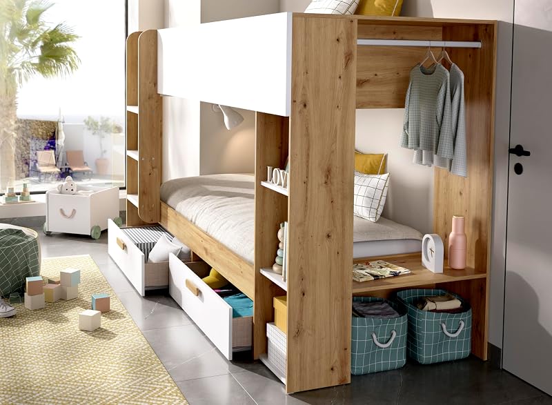 VINTY - Cama para dormitorio - LITERA - BLANCO / NORDIC - 150 x 245.4 x 109.8